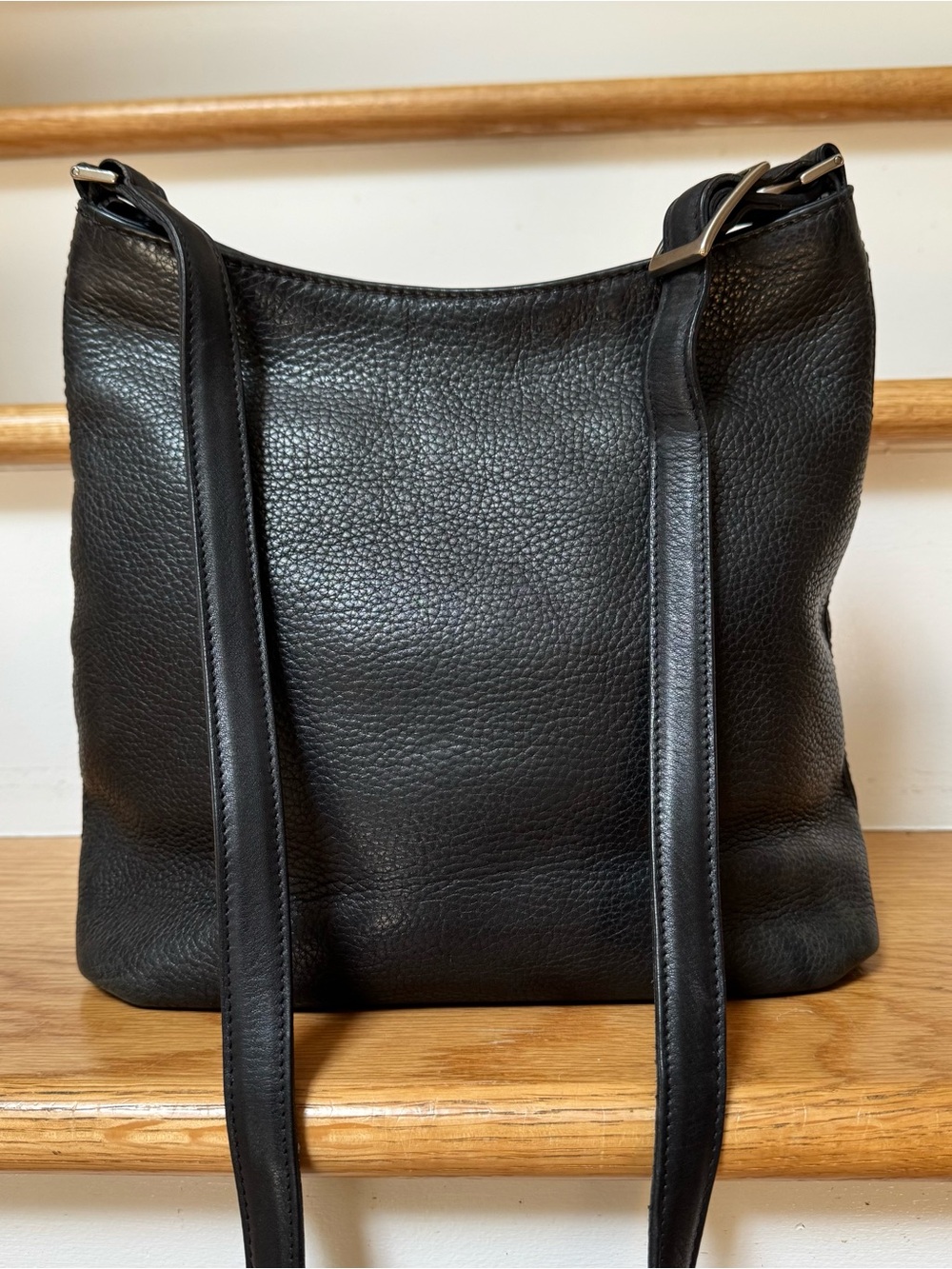 Vintage Coach Hudson Bucket 6803 in Black Pebbled Leather Nickel Hardware